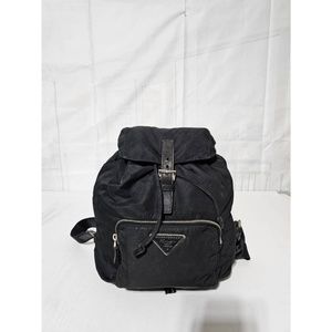 Authentic Prada Tessuto Nylon Drawstring Backpack Black